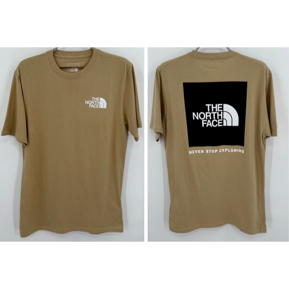 The North Face Men's Short Sleeve Box Logo T-Shirt sz S Khaki NSE Tee NWT